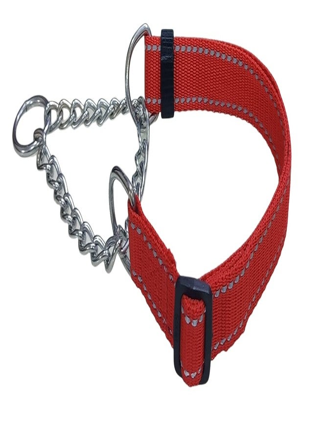 Petlicious & More® (Size - Medium, Thickness - 1" Inch) Martingale Collar Reflective Choke Collar for Small Dogs (Adjustable 16-24" Inch Neck Size, Color Red) - Image 1